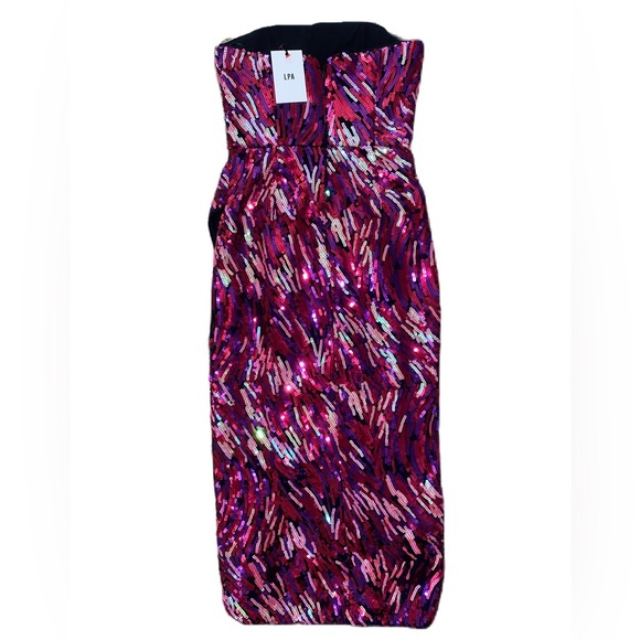 LPA Pink Strapless Sequin Cocktail Midi Dress - X-Small, NWT - Picture 3 of 10
